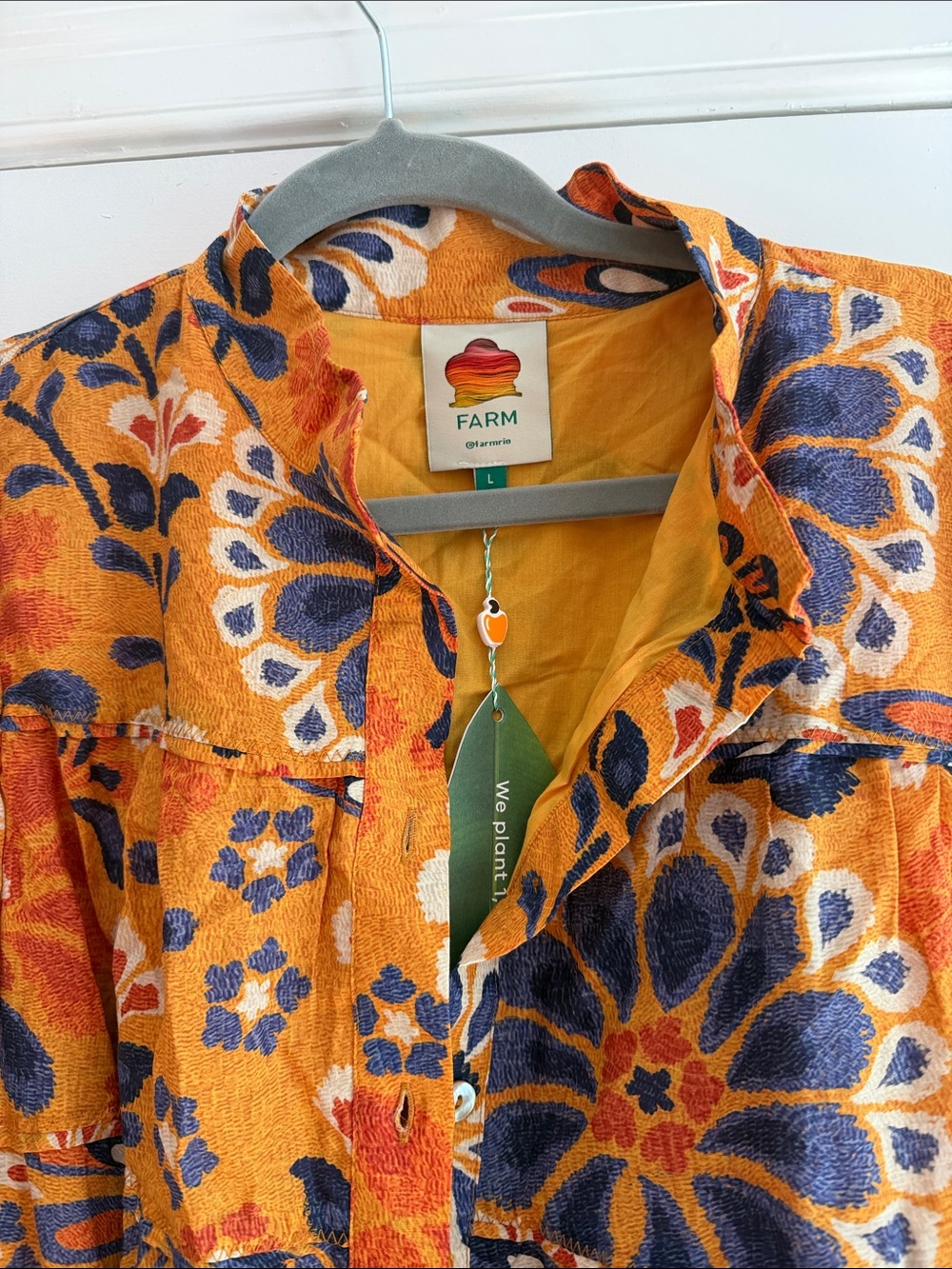 FARM Rio 💛 Pineapple Flower Mini Dress Yellow Large NWT - Picture 4 of 13